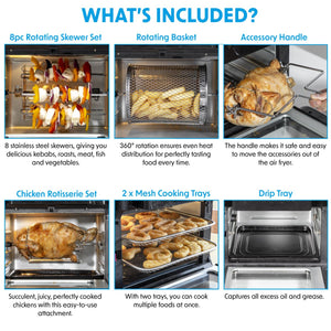 Baridi Air Fryer & Rotisserie Oven including Accessory Kit 12L Capacity