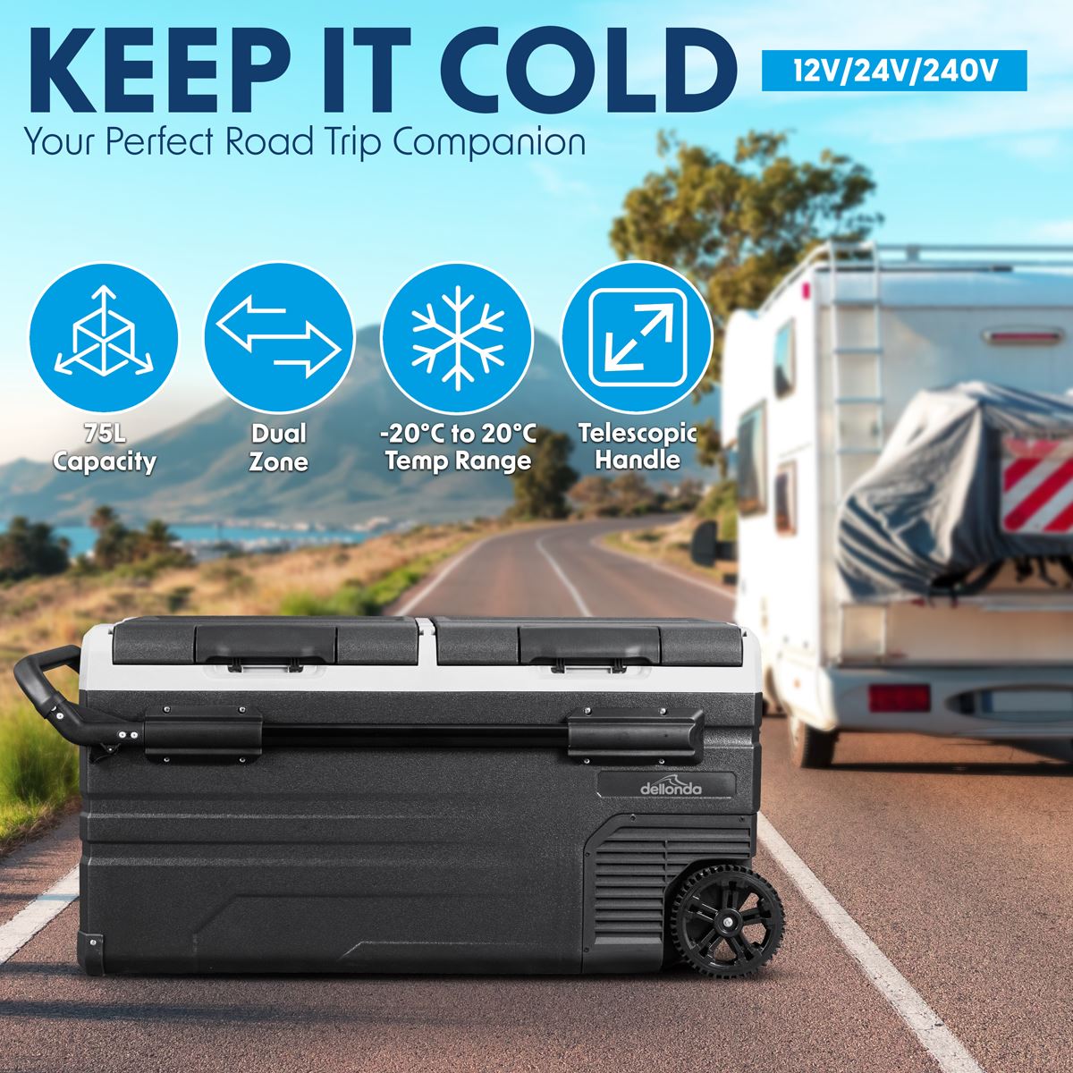 Dellonda Portable Fridge Freezer / Cool Box with LED Display 95L