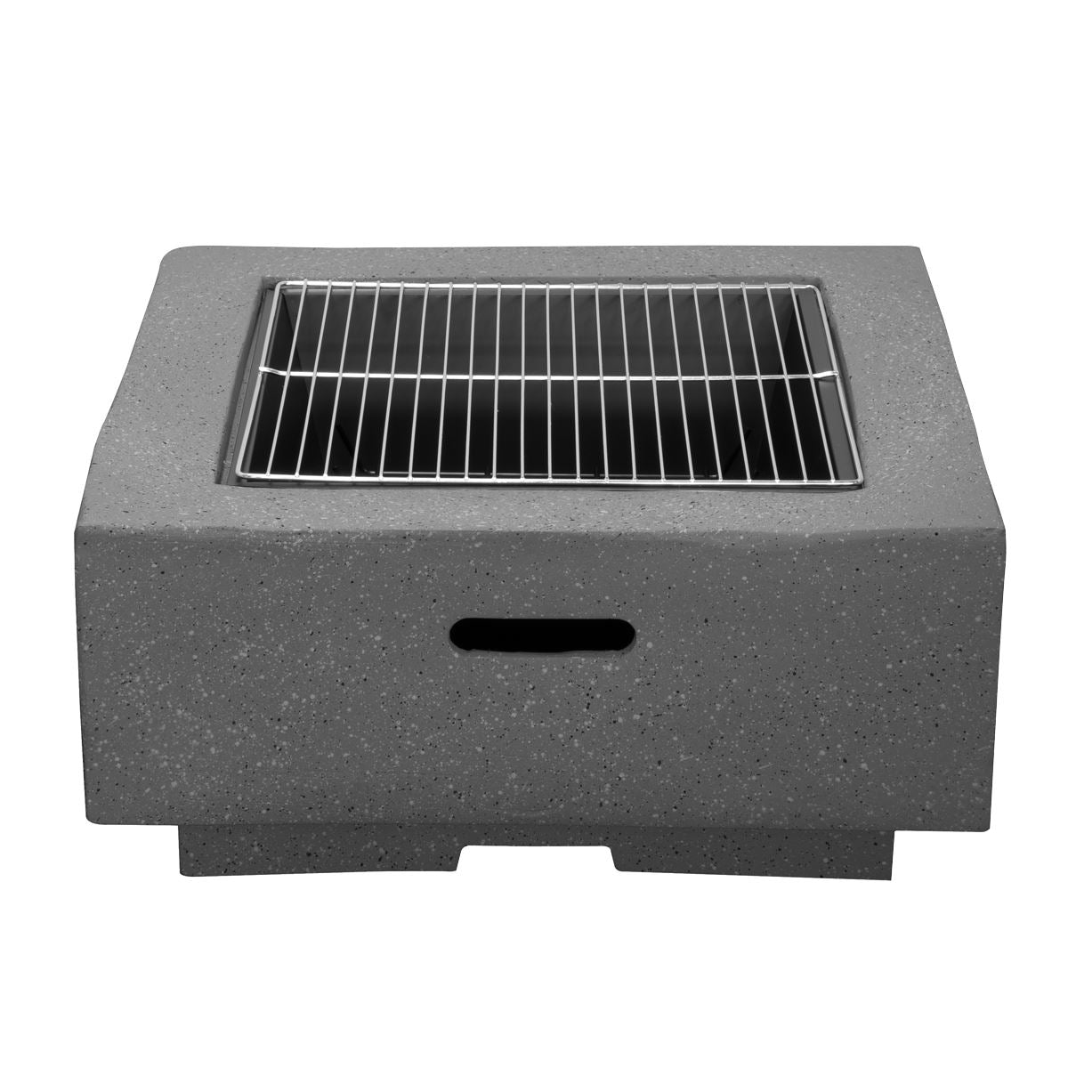 Square MgO Fire Pit with BBQ Grill, Safety Mesh Screen - Dark Grey