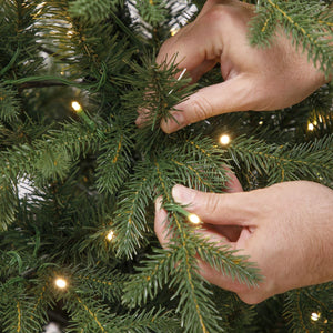 Dellonda Pre-Lit Hinged Christmas Tree with 350 Warm White LED Lights 7ft(210cm)