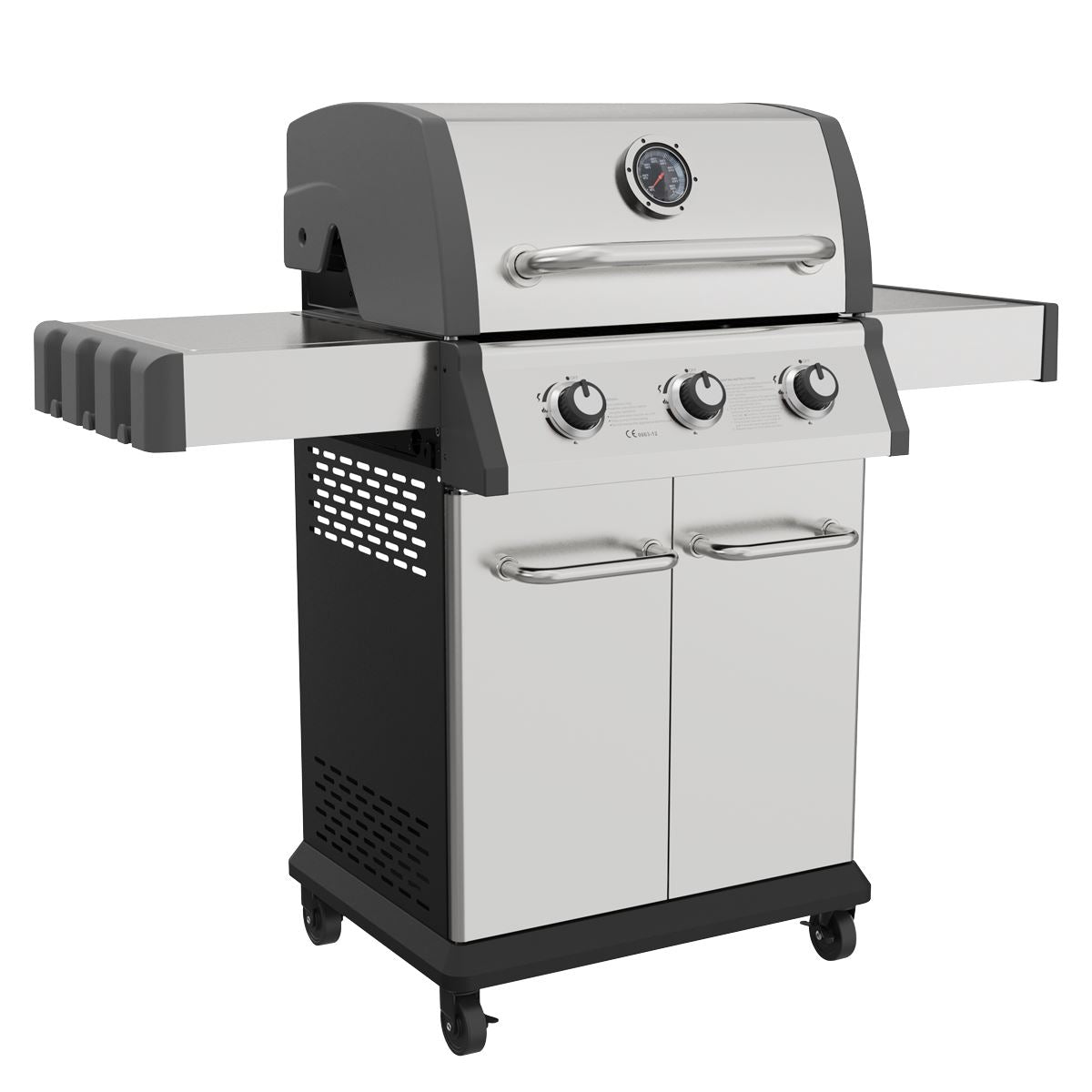 Dellonda BBQ Grill 3 Burner Deluxe Gas with Piezo Ignition & Thermometer - Stainless Steel