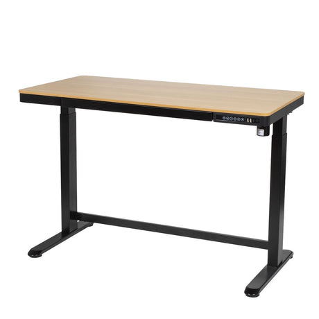 Dellonda Single Motor Ultra-Quiet Electric Desk with Control Panel, USB Port & Drawer - Oak Desktop