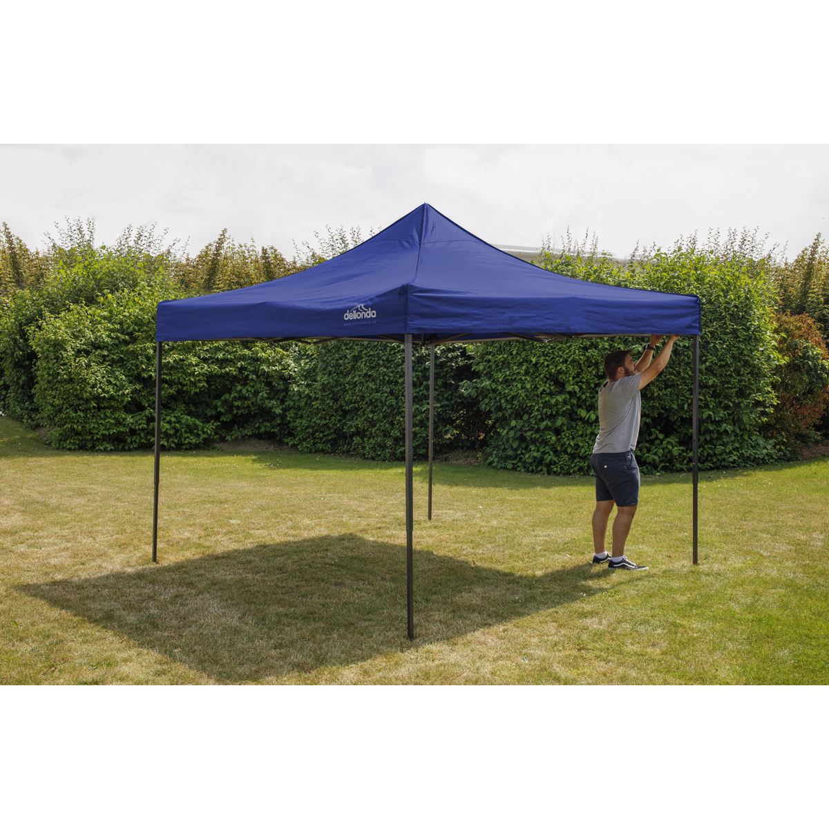 Dellonda Blue Premium 3 x 3m Pop-Up Gazebo, PVC Coated, Water Resistant Fabric, Supplied with Carry Bag & Accesories