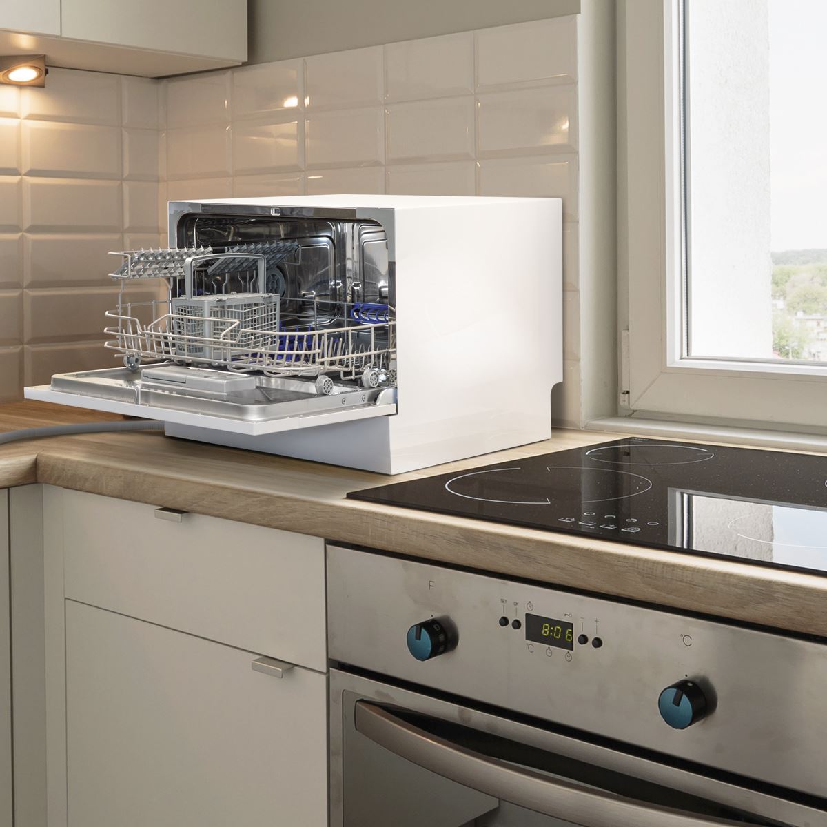 Baridi Tabletop Dishwasher 6 Place Settings 6.5L Capacity - White
