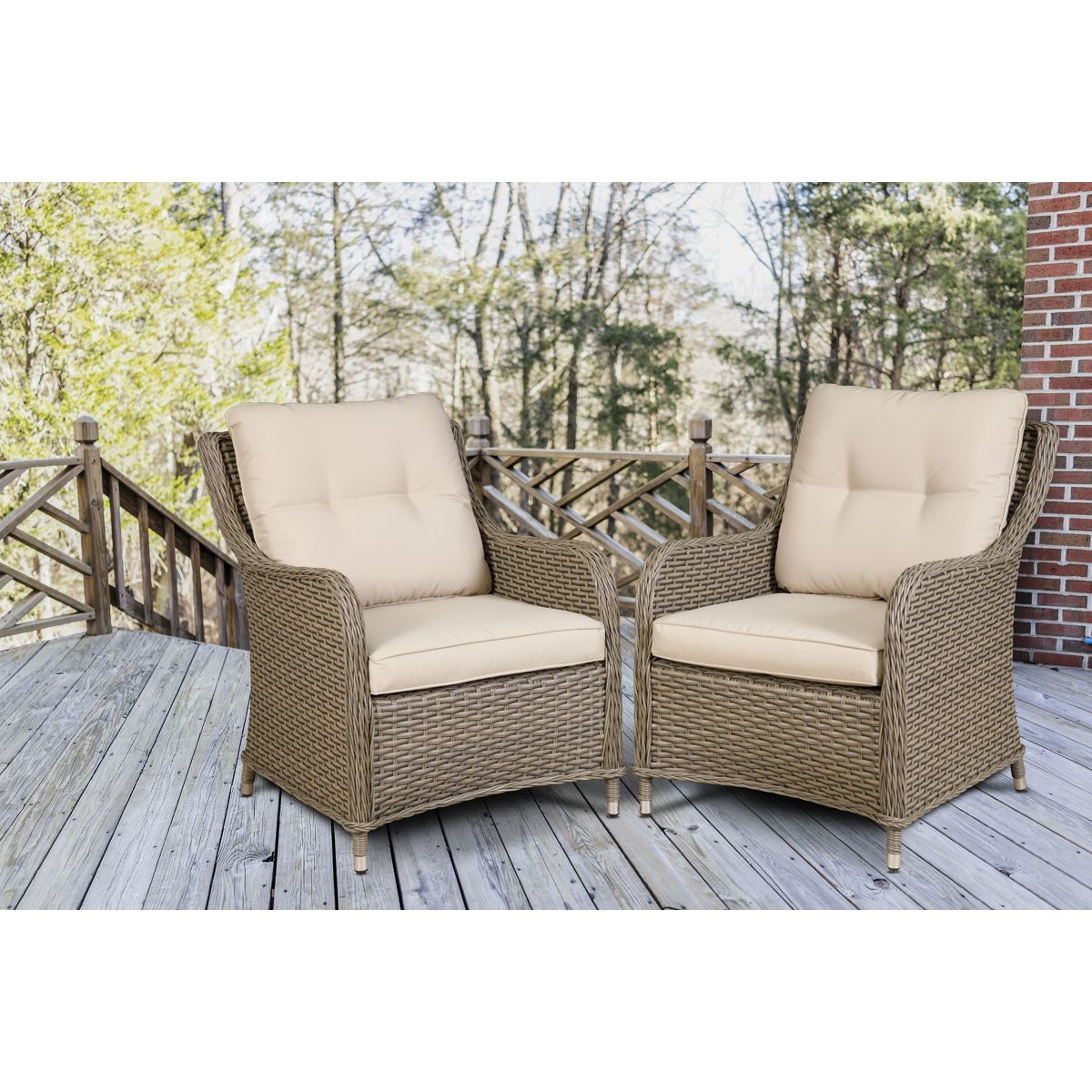 Dellonda Chester Rattan Wicker Outdoor Armchairs 2pc