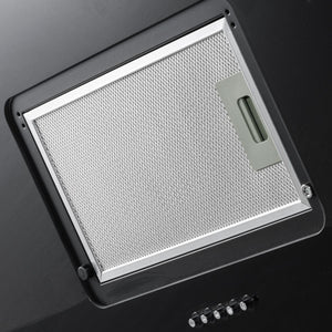 Baridi Angled Chimney Cooker Hood with Carbon Filters & LED Lamp 90cm, Energy Class A - Black Glass