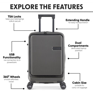 Dellonda Cabin Size Luggage with Laptop Compartments & Dual TSA Lock 20"
