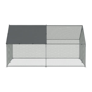 Dellonda Walk-In Galvanized Steel Chicken Run with Roof Cover & PVC Coated Chicken Wire