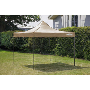 Dellonda Beige Premium 3 x 3m Pop-Up Gazebo, PVC Coated, Water Resistant Fabric, Supplied with Carry Bag & Accesories