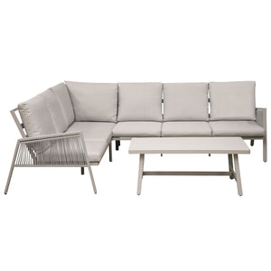 Dellonda Fusion Aluminium Outdoor Corner Sofa & Coffee Table Set 4 Piece