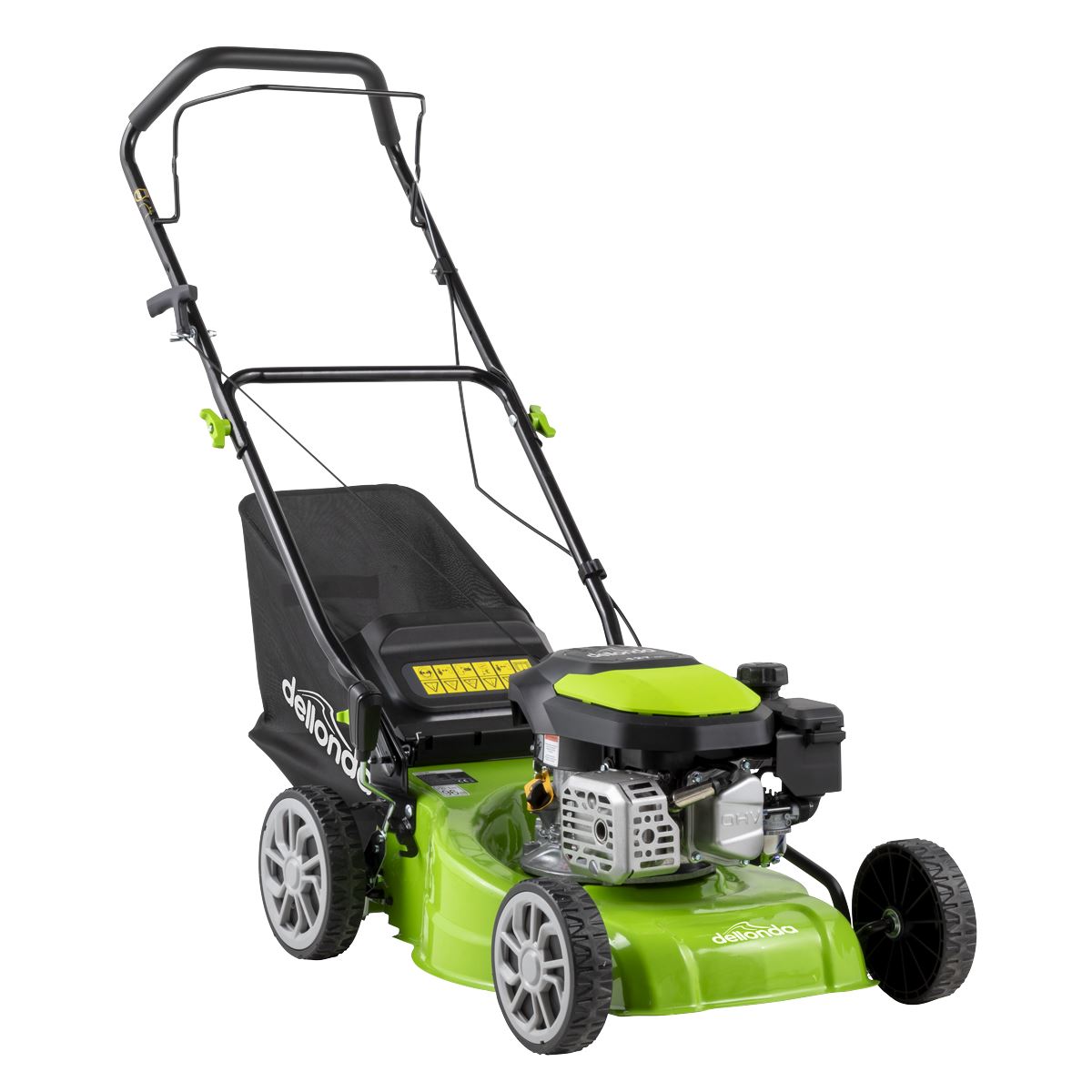 Dellonda Hand-Propelled Petrol Lawnmower Grass Cutter, 127cc 16"/41cm 4-Stroke