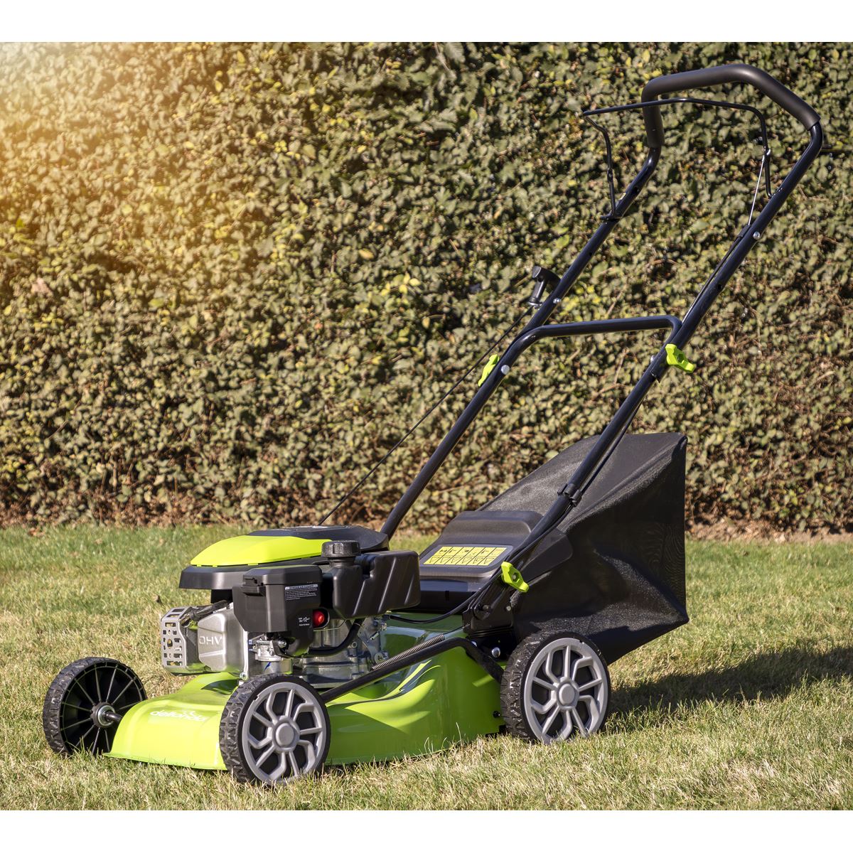 Dellonda Hand-Propelled Petrol Lawnmower Grass Cutter, 127cc 16"/41cm 4-Stroke
