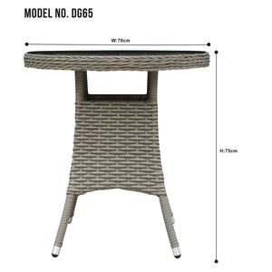 Dellonda Chester Rattan Wicker Round Outdoor Table with Tempered Glass Top