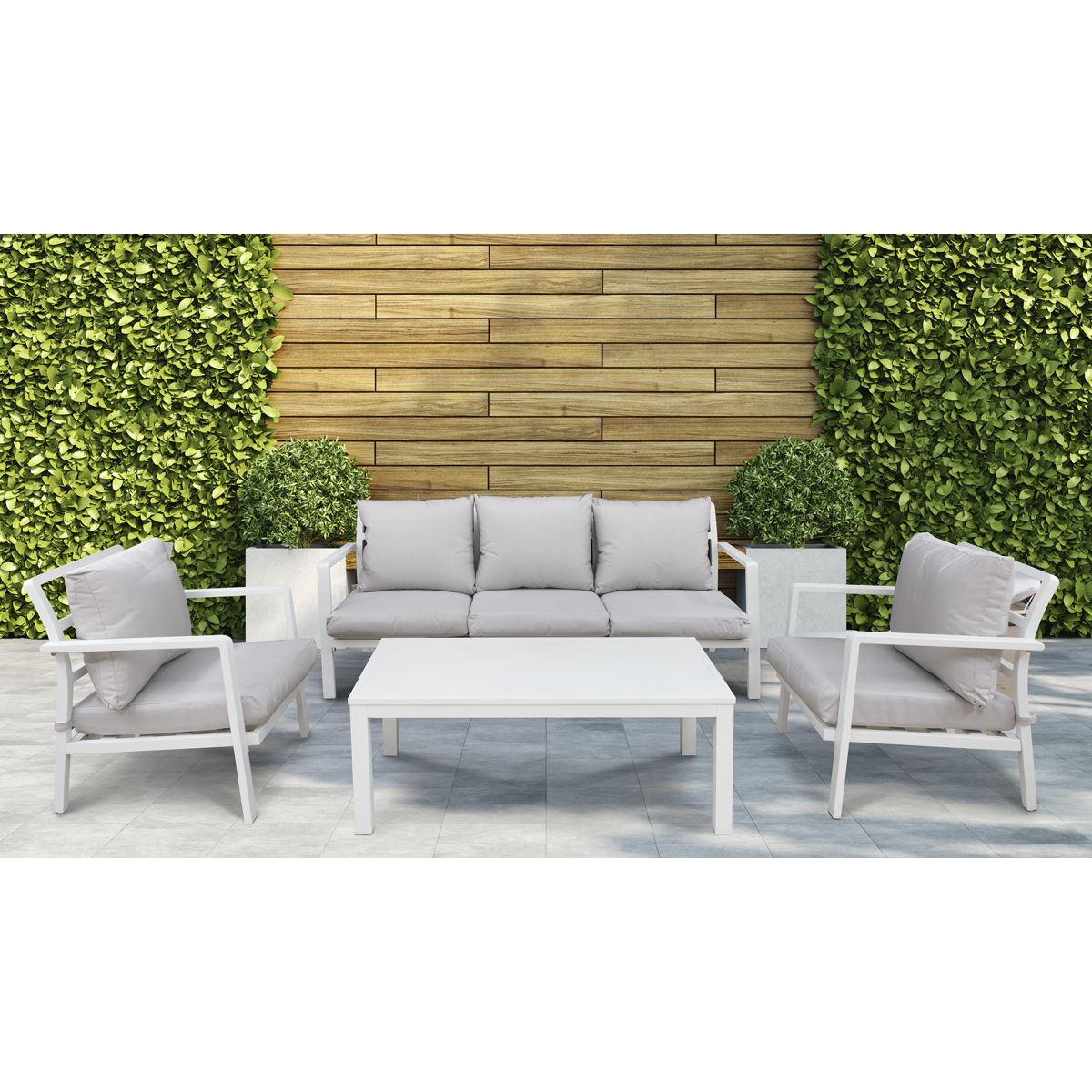 Dellonda Kyoto Aluminium Outdoor Sofa & Coffee Table Set 4 Piece