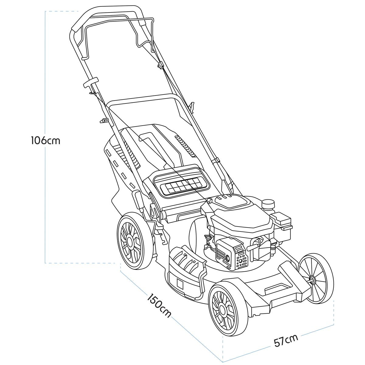 Dellonda Self-Propelled Petrol Lawnmower Grass Cutter with Height Adjustment & Grass Bag 170cc 20"/51cm 4-Stroke Engine