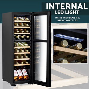 Baridi 27 Bottle Dual Zone Wine Fridge & Cooler