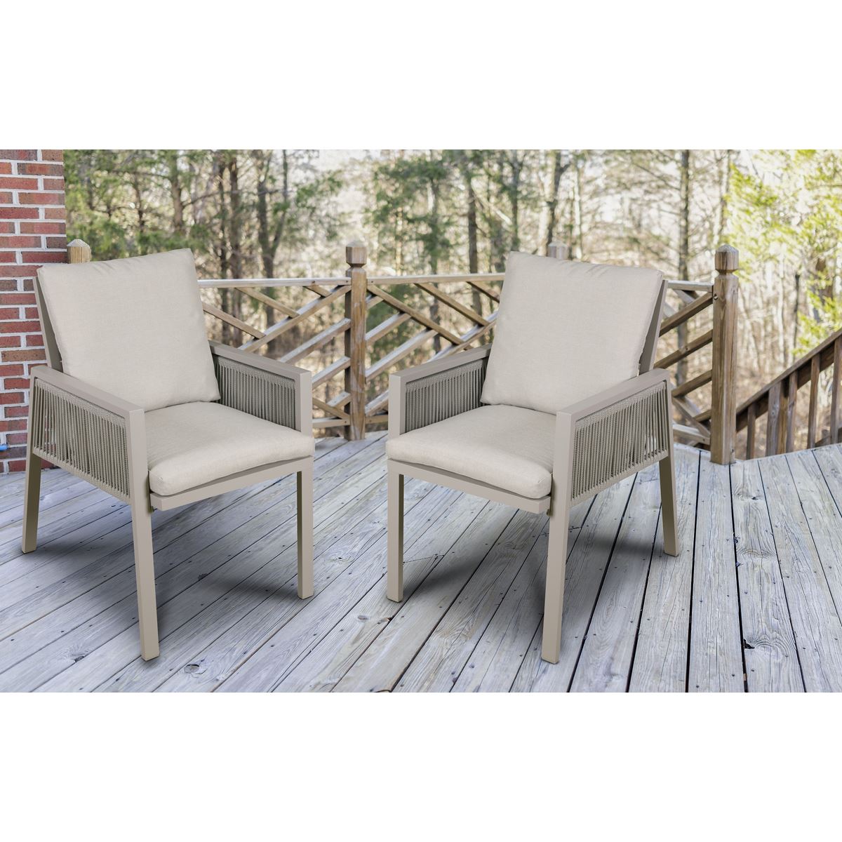 Dellonda Fusion Garden/Patio Dining Chairs with Armrests 4pc - Light Grey