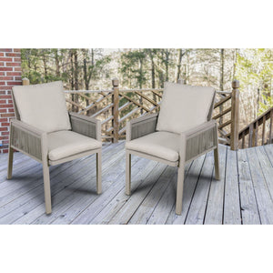Dellonda Fusion Garden/Patio Dining Chairs with Armrests 4pc - Light Grey