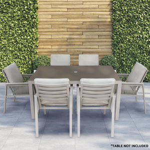Dellonda Fusion Garden/Patio Dining Chairs with Armrests 6pc - Light Grey