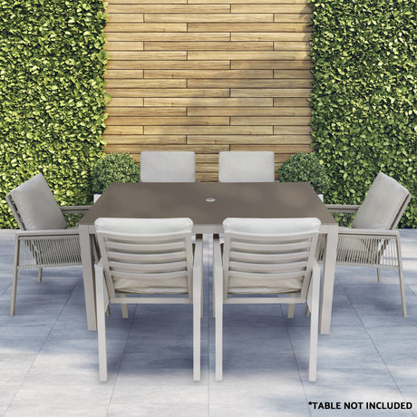 Dellonda Fusion Garden/Patio Dining Chairs with Armrests 6pc - Light Grey