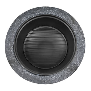 Dellonda Round MgO Fire Pit with BBQ Grill, Ø60cm, Safety Mesh Screen - Dark Grey